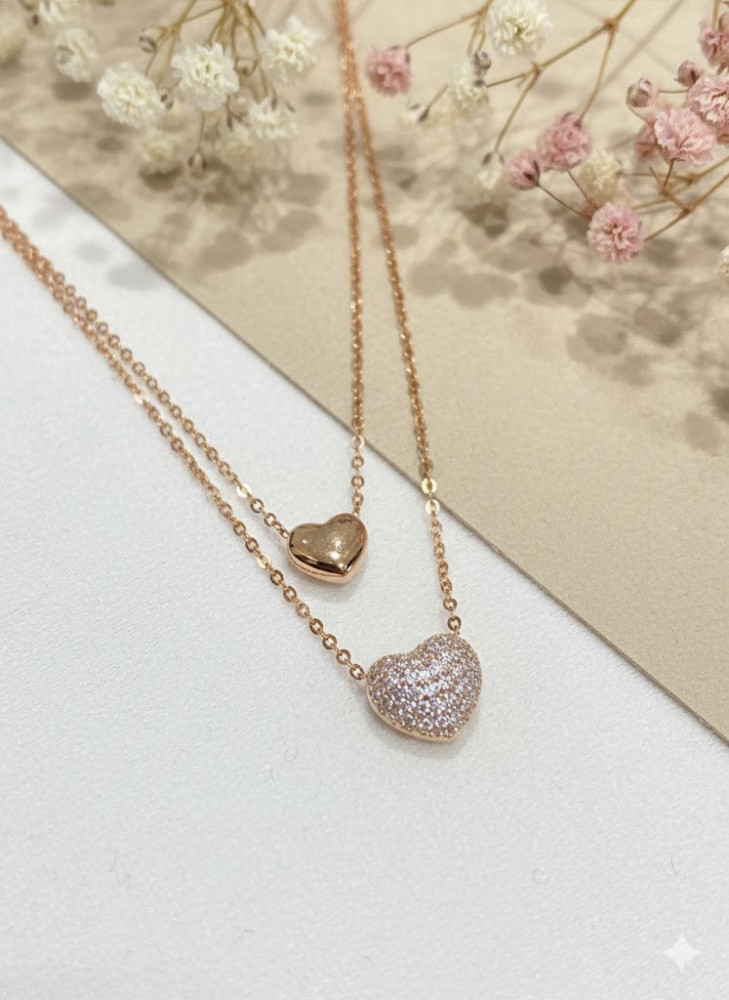 925 silver double layered chunky charm chain