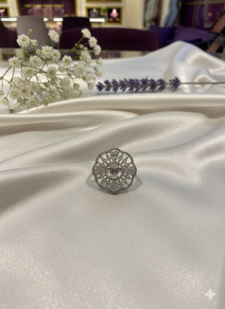 cocktail silver adjustable ring