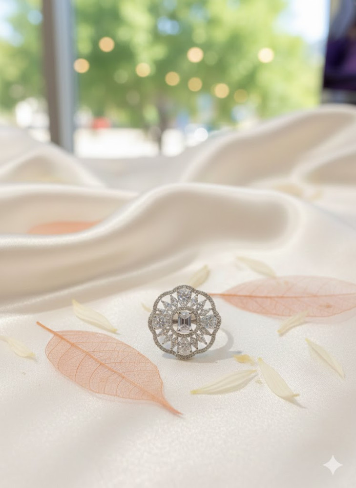 cocktail silver adjustable ring