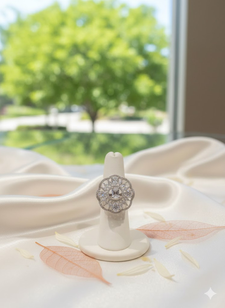cocktail silver adjustable ring
