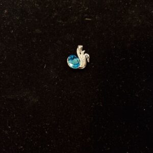 Swan with blue colour stone pendant in 925 pure silver