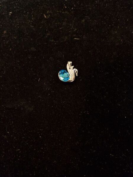 Swan with blue colour stone pendant in 925 pure silver
